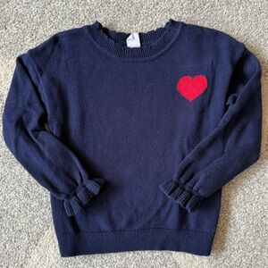 Navy Blue Kids Sweater with Red Heart